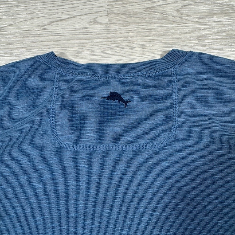 Tommy Bahama Mens T-Shirt Approx XL Blue Space Dye Short Sleeve Marlin Logo - Picture 5 of 7